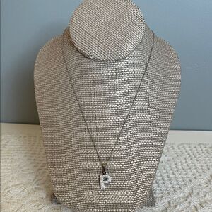 NWT Stainless Steel Elegant Silver Tone  Dainty Necklace initial  P Pendant